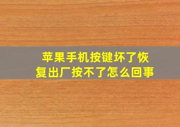 苹果手机按键坏了恢复出厂按不了怎么回事