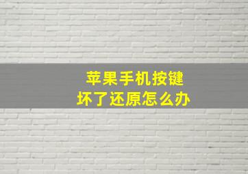 苹果手机按键坏了还原怎么办