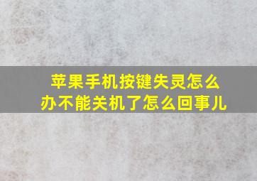 苹果手机按键失灵怎么办不能关机了怎么回事儿