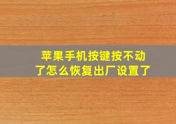 苹果手机按键按不动了怎么恢复出厂设置了