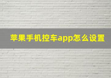 苹果手机控车app怎么设置