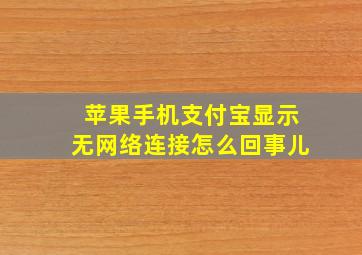 苹果手机支付宝显示无网络连接怎么回事儿