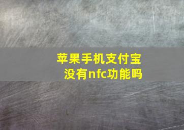 苹果手机支付宝没有nfc功能吗