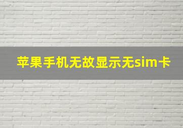 苹果手机无故显示无sim卡