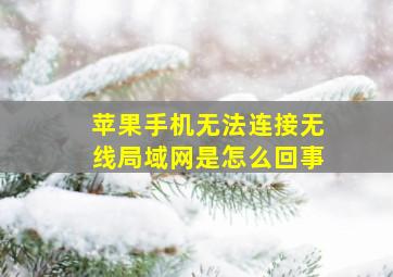 苹果手机无法连接无线局域网是怎么回事