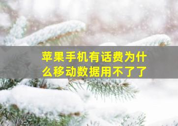 苹果手机有话费为什么移动数据用不了了