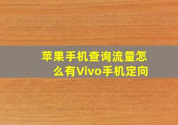 苹果手机查询流量怎么有Vivo手机定向