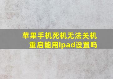 苹果手机死机无法关机重启能用ipad设置吗