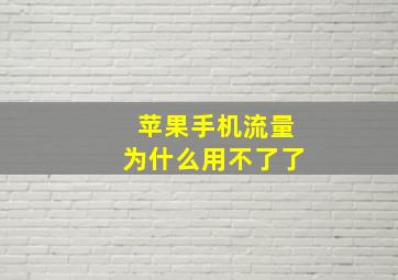 苹果手机流量为什么用不了了