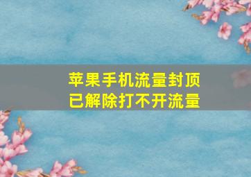 苹果手机流量封顶已解除打不开流量