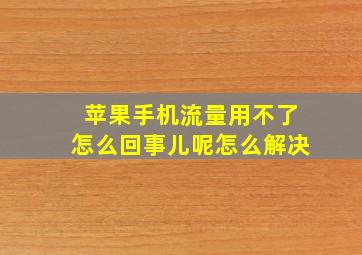 苹果手机流量用不了怎么回事儿呢怎么解决