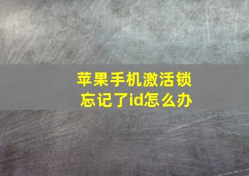 苹果手机激活锁忘记了id怎么办