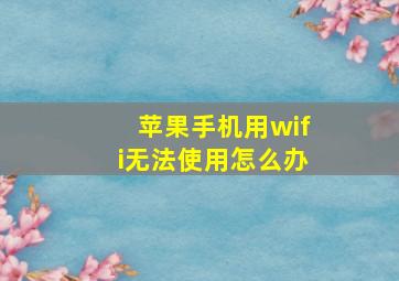 苹果手机用wifi无法使用怎么办