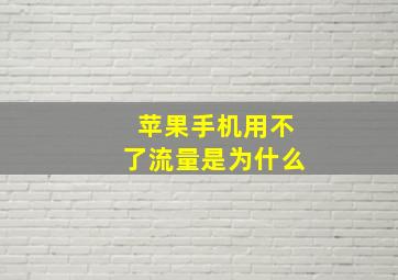 苹果手机用不了流量是为什么