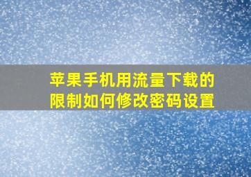 苹果手机用流量下载的限制如何修改密码设置