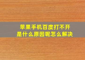 苹果手机百度打不开是什么原因呢怎么解决