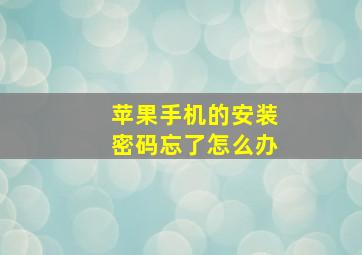 苹果手机的安装密码忘了怎么办