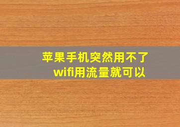 苹果手机突然用不了wifi用流量就可以