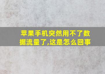 苹果手机突然用不了数据流量了,这是怎么回事