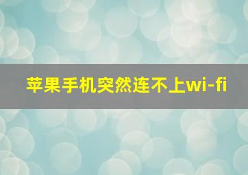 苹果手机突然连不上wi-fi