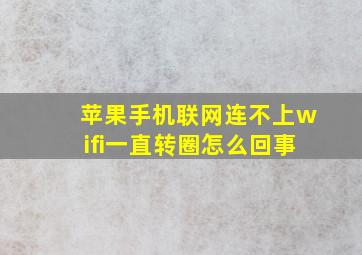 苹果手机联网连不上wifi一直转圈怎么回事