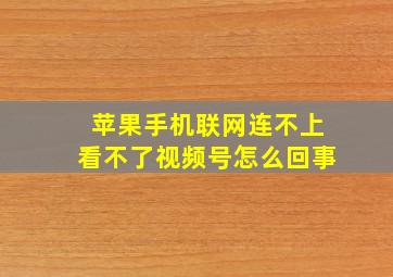 苹果手机联网连不上看不了视频号怎么回事