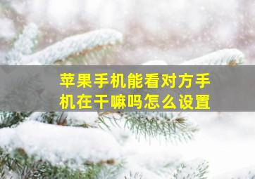 苹果手机能看对方手机在干嘛吗怎么设置