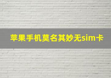 苹果手机莫名其妙无sim卡