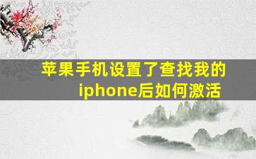 苹果手机设置了查找我的iphone后如何激活