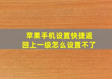 苹果手机设置快捷返回上一级怎么设置不了