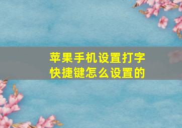 苹果手机设置打字快捷键怎么设置的