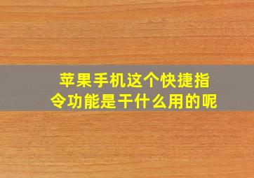 苹果手机这个快捷指令功能是干什么用的呢