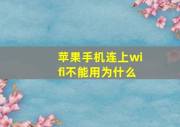 苹果手机连上wifi不能用为什么