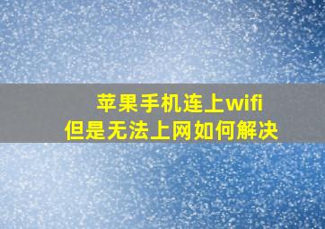 苹果手机连上wifi但是无法上网如何解决