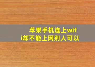 苹果手机连上wifi却不能上网别人可以