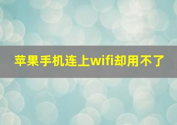 苹果手机连上wifi却用不了