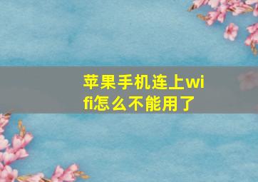 苹果手机连上wifi怎么不能用了