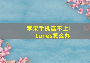 苹果手机连不上itunes怎么办