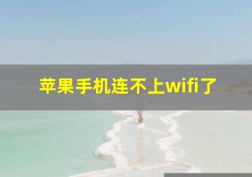 苹果手机连不上wifi了