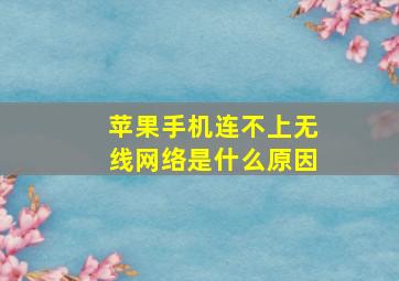 苹果手机连不上无线网络是什么原因