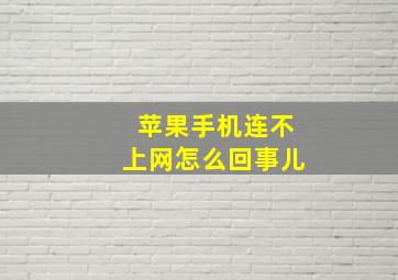 苹果手机连不上网怎么回事儿