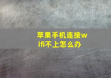 苹果手机连接wifi不上怎么办