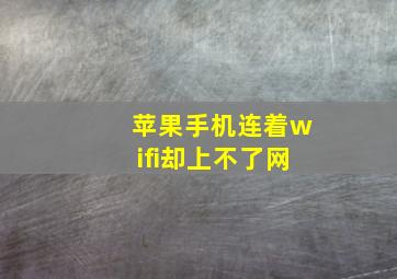 苹果手机连着wifi却上不了网