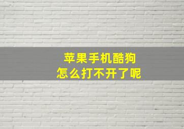 苹果手机酷狗怎么打不开了呢