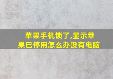 苹果手机锁了,显示苹果已停用怎么办没有电脑