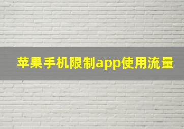 苹果手机限制app使用流量