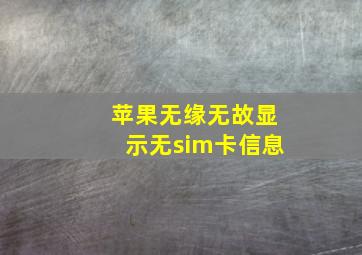 苹果无缘无故显示无sim卡信息