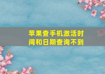 苹果查手机激活时间和日期查询不到