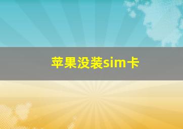 苹果没装sim卡