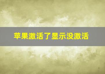 苹果激活了显示没激活